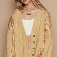 POL Quilting Patch Button Up Cable Knit Jacket-Coats & Jackets-Trendsi-[option4]-[option5]-[option6]-[option7]-[option8]-Shop-Boutique-Clothing-for-Women-Online