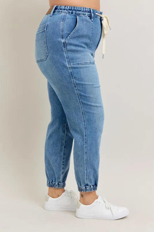 Judy Blue High Waist Denim Joggers-Trendsi-[option4]-[option5]-[option6]-[option7]-[option8]-Shop-Boutique-Clothing-for-Women-Online