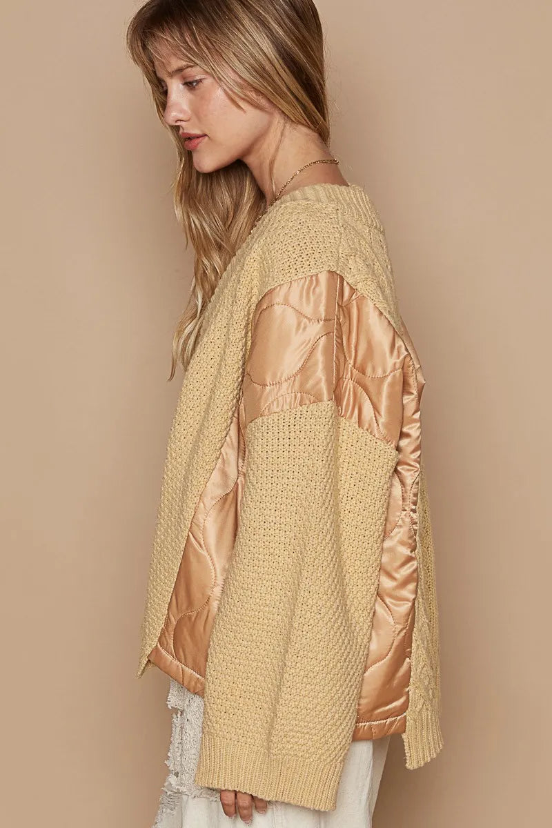 POL Quilting Patch Button Up Cable Knit Jacket-Coats & Jackets-Trendsi-[option4]-[option5]-[option6]-[option7]-[option8]-Shop-Boutique-Clothing-for-Women-Online