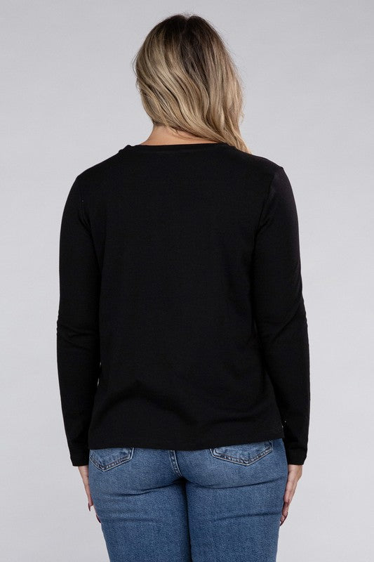 Zenana Plus Cotton Crew Neck Long Sleeve T-Shirt-ZENANA-[option4]-[option5]-[option6]-[option7]-[option8]-Shop-Boutique-Clothing-for-Women-Online