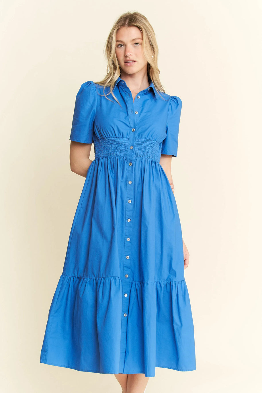 Jade By Jane Short Sleeve Button Down Midi Dress-Dresses-Trendsi-[option4]-[option5]-[option6]-[option7]-[option8]-Shop-Boutique-Clothing-for-Women-Online