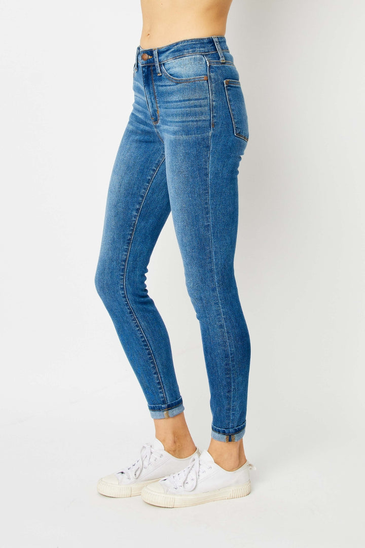 Judy Blue Cuffed Hem Skinny Jeans-Trendsi-[option4]-[option5]-[option6]-[option7]-[option8]-Shop-Boutique-Clothing-for-Women-Online