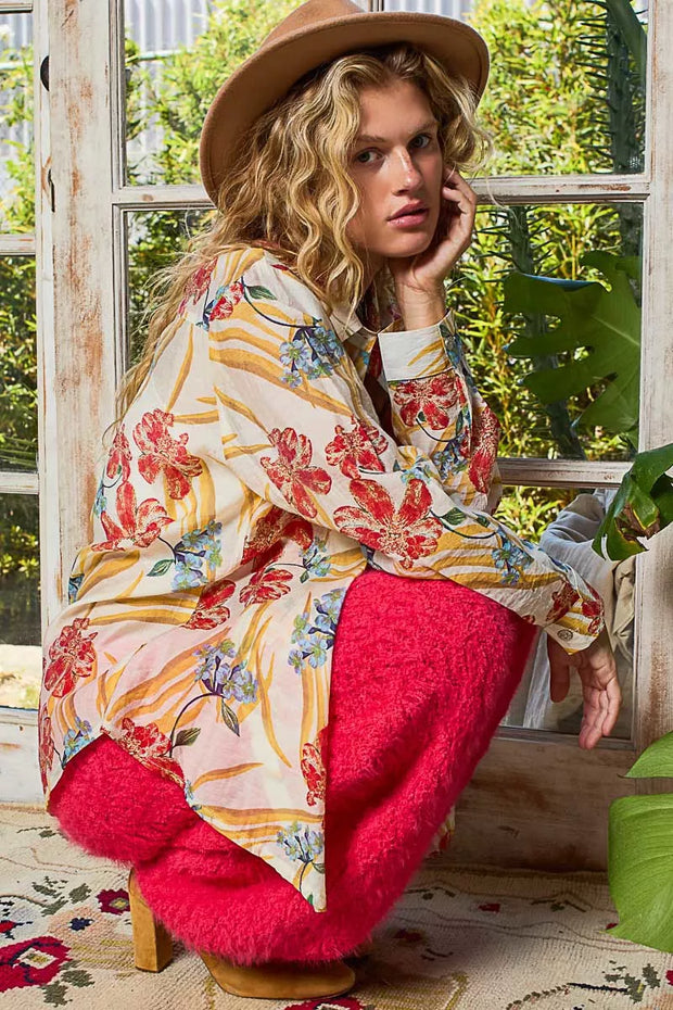 POL Floral Print Button Down Long Sleeve Shirt-Blouses-Trendsi-[option4]-[option5]-[option6]-[option7]-[option8]-Shop-Boutique-Clothing-for-Women-Online