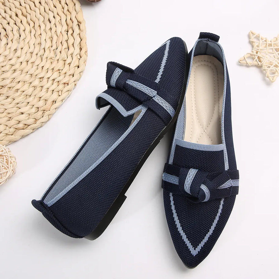 Bow Contrast Trim Point Toe Loafers-Flats-Trendsi-[option4]-[option5]-[option6]-[option7]-[option8]-Shop-Boutique-Clothing-for-Women-Online