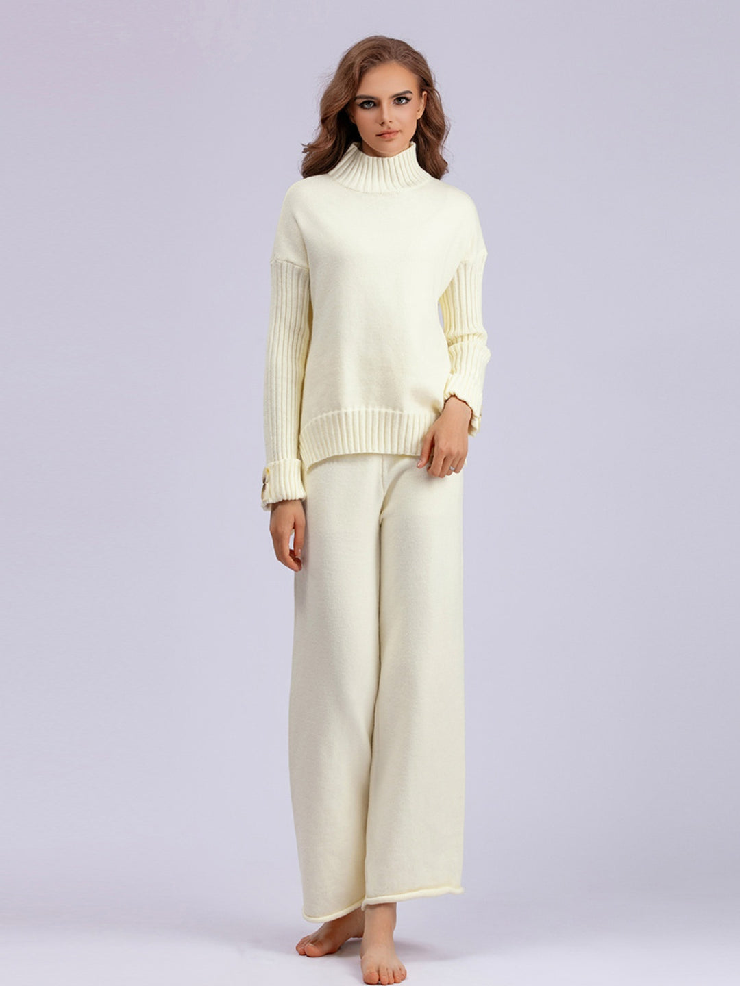 Basic Bae High- Low Turtleneck Long Sleeve Top and Pants Sweater Set-Trendsi-[option4]-[option5]-[option6]-[option7]-[option8]-Shop-Boutique-Clothing-for-Women-Online