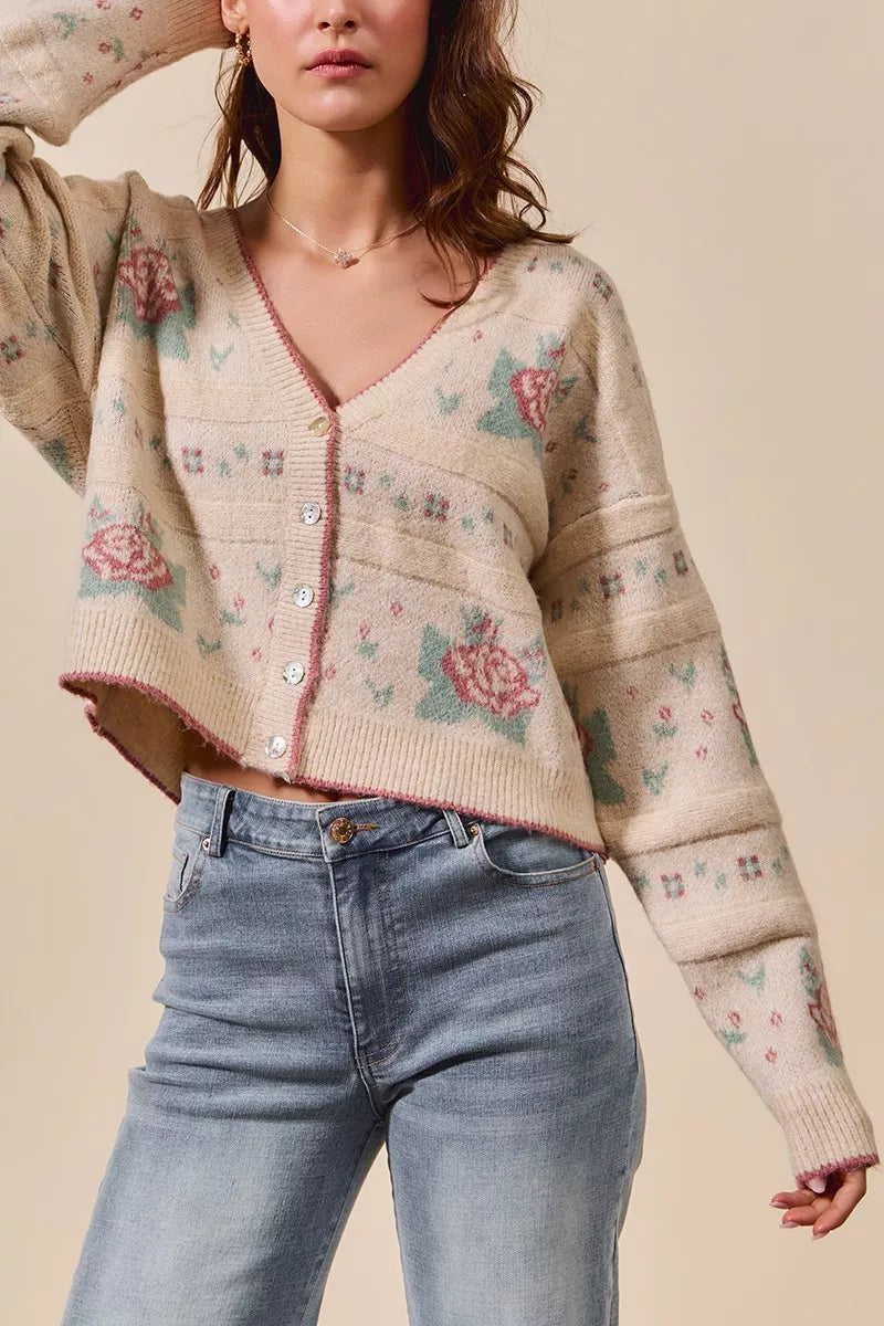 SO ME Floral Pattern Long Sleeve Button Sweater Cardigan-Cardigans-Trendsi-[option4]-[option5]-[option6]-[option7]-[option8]-Shop-Boutique-Clothing-for-Women-Online