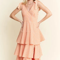 Jade By Jane Sleeveless Gingham Print Tiered Midi Dress-Dresses-Trendsi-[option4]-[option5]-[option6]-[option7]-[option8]-Shop-Boutique-Clothing-for-Women-Online