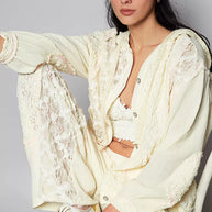 POL Exposed Seam Button Down Hooded Jacket with Lace Detail-Jacket-Trendsi-[option4]-[option5]-[option6]-[option7]-[option8]-Shop-Boutique-Clothing-for-Women-Online