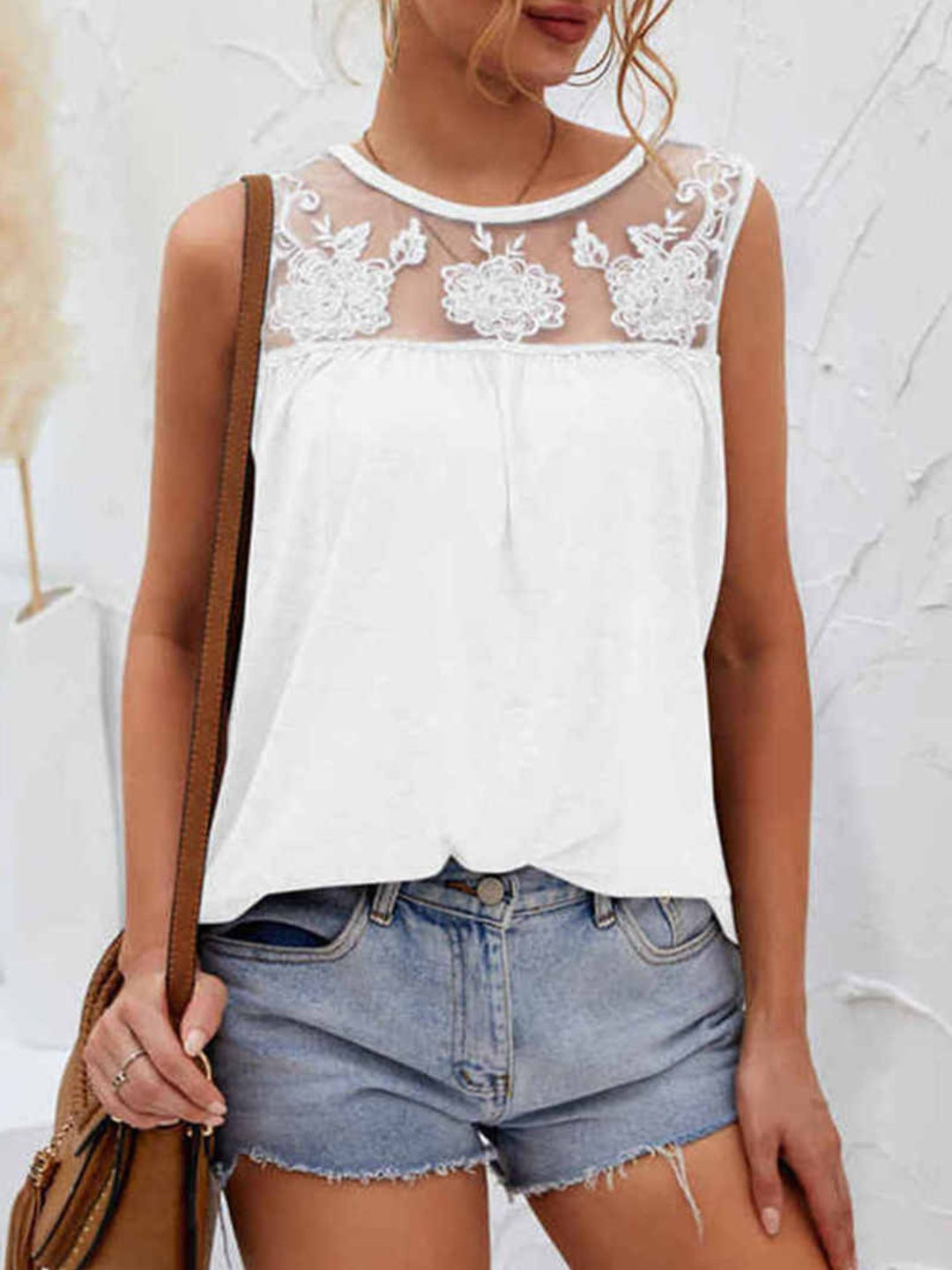 Lace Detail Round Neck Tank-Trendsi-White-S-[option4]-[option5]-[option6]-[option7]-[option8]-Shop-Boutique-Clothing-for-Women-Online