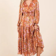Mittoshop Flower Print Satin Lurex Stripe Smocked Midi Dress-Dresses-Trendsi-[option4]-[option5]-[option6]-[option7]-[option8]-Shop-Boutique-Clothing-for-Women-Online