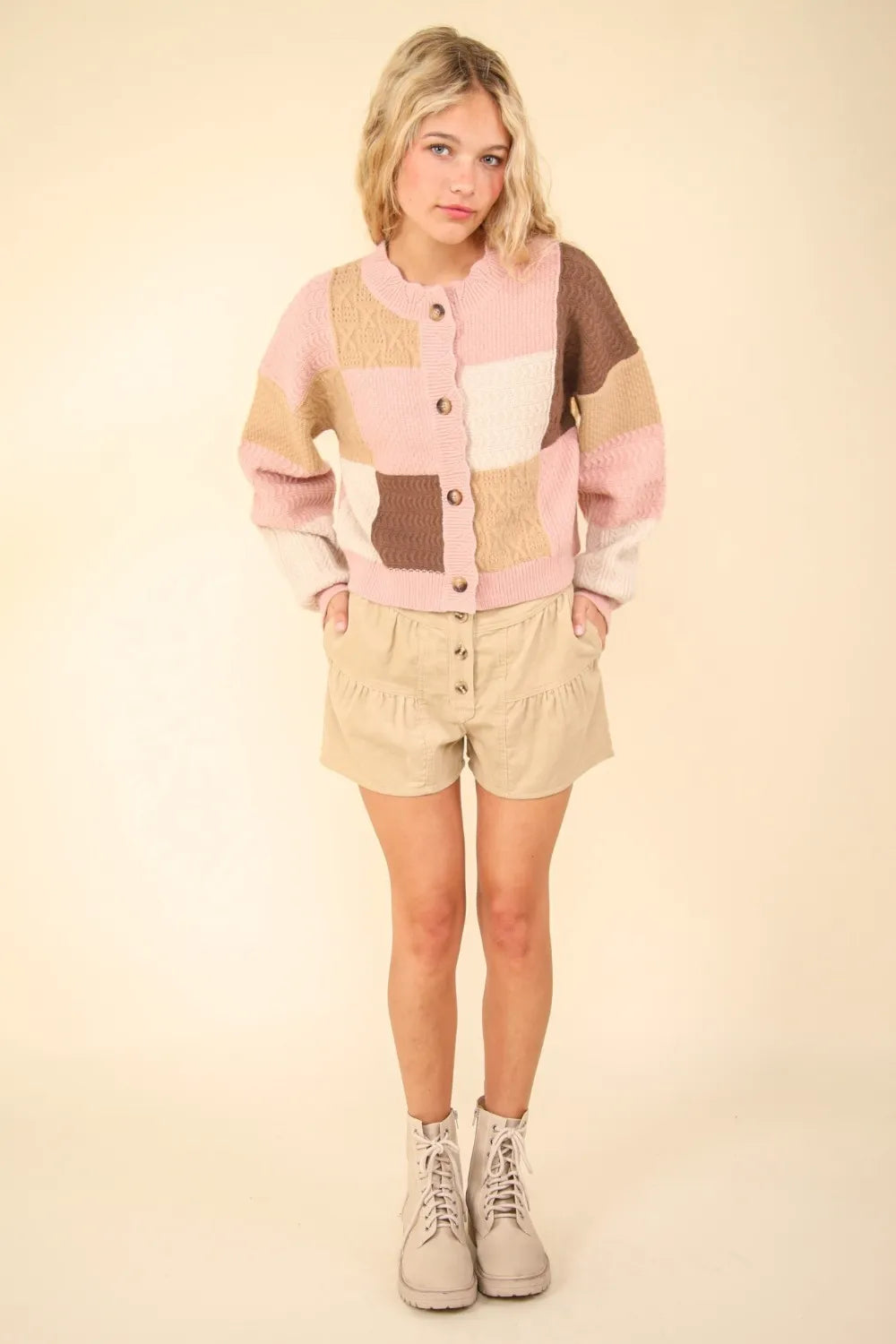 VERY J Color Block Button Down Textured Sweater Cardigan-Cardigan-Trendsi-[option4]-[option5]-[option6]-[option7]-[option8]-Shop-Boutique-Clothing-for-Women-Online