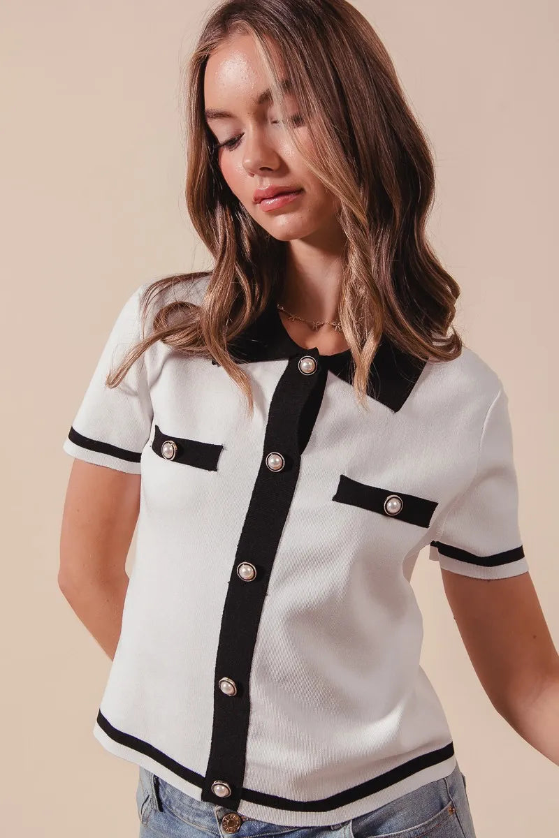 SO ME Button Down Knitted Sweater Shirt Top-Blouses-Trendsi-[option4]-[option5]-[option6]-[option7]-[option8]-Shop-Boutique-Clothing-for-Women-Online