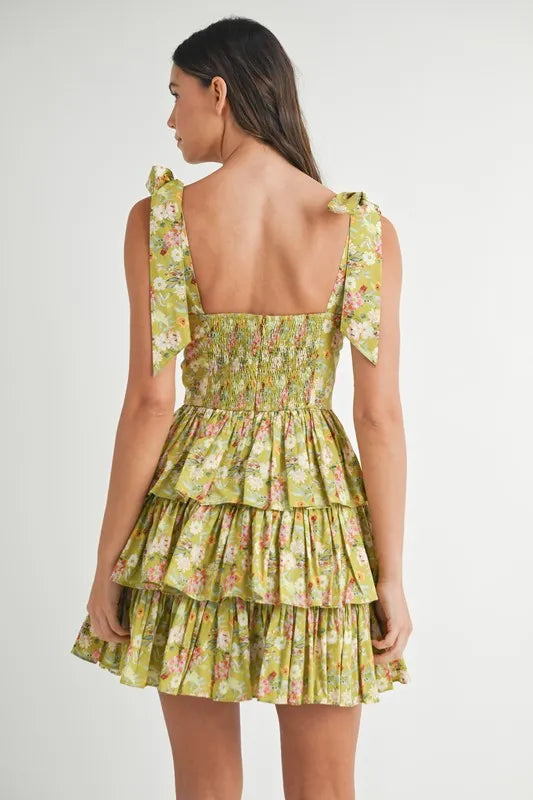 MABLE Floral Print Shoulder Tie Layered Mini Dress-Dresses-Trendsi-[option4]-[option5]-[option6]-[option7]-[option8]-Shop-Boutique-Clothing-for-Women-Online