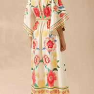 Palm Print V-Neck Midi Dress-Dresses-Trendsi-[option4]-[option5]-[option6]-[option7]-[option8]-Shop-Boutique-Clothing-for-Women-Online