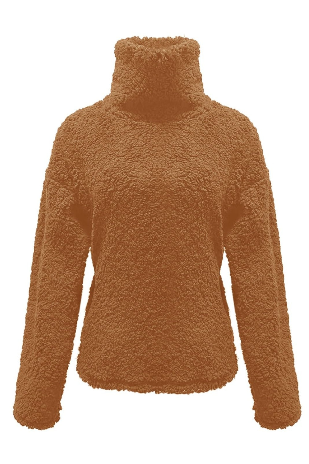 Fuzzy Turtleneck Long Sleeve Sweatshirt-Trendsi-[option4]-[option5]-[option6]-[option7]-[option8]-Shop-Boutique-Clothing-for-Women-Online