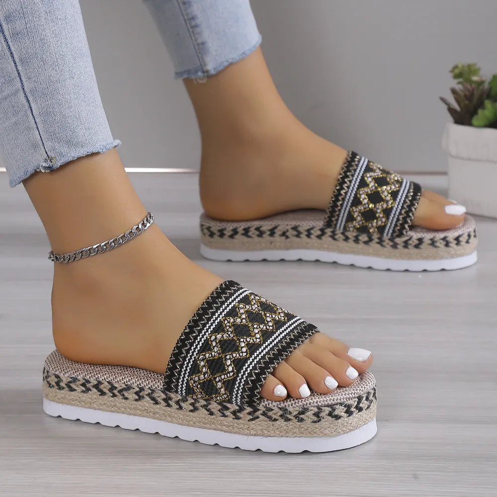 Geometric Weave Platform Sandals-Sandals-Trendsi-[option4]-[option5]-[option6]-[option7]-[option8]-Shop-Boutique-Clothing-for-Women-Online