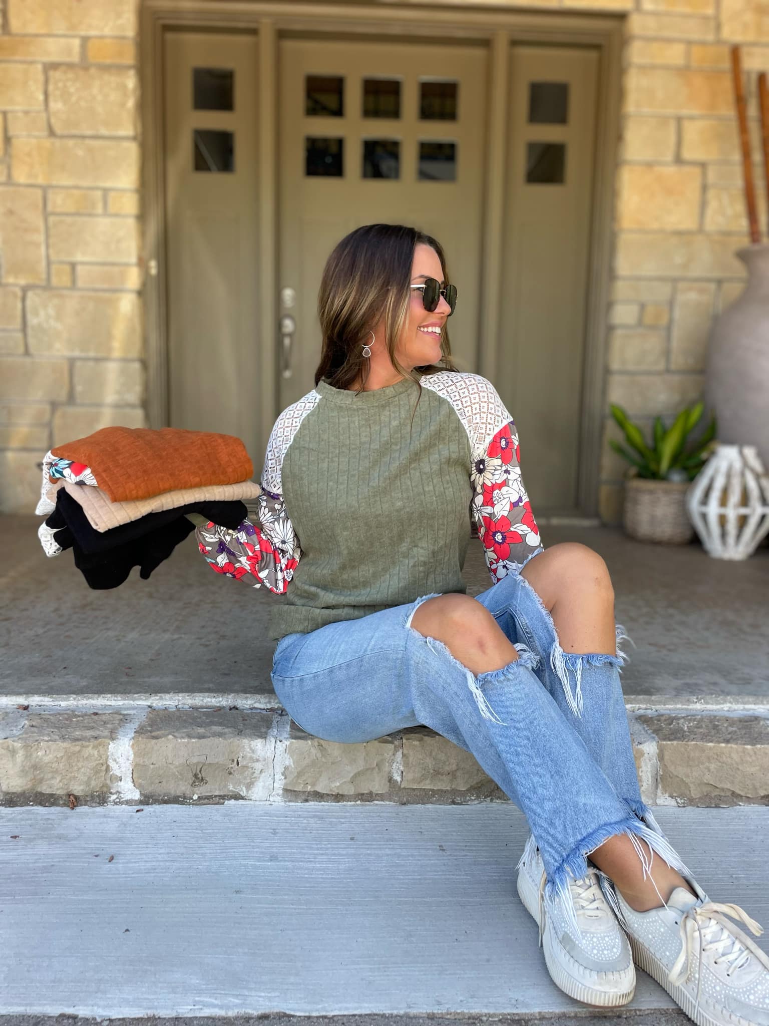 Aston Patchwork Blouse in Four Colors-Womens-Ave Shops-[option4]-[option5]-[option6]-[option7]-[option8]-Shop-Boutique-Clothing-for-Women-Online