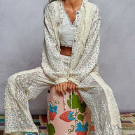 POL Floral Balloon Sleeve Hooded Lace Jacket with Stitch Detail-Jacket-Trendsi-[option4]-[option5]-[option6]-[option7]-[option8]-Shop-Boutique-Clothing-for-Women-Online