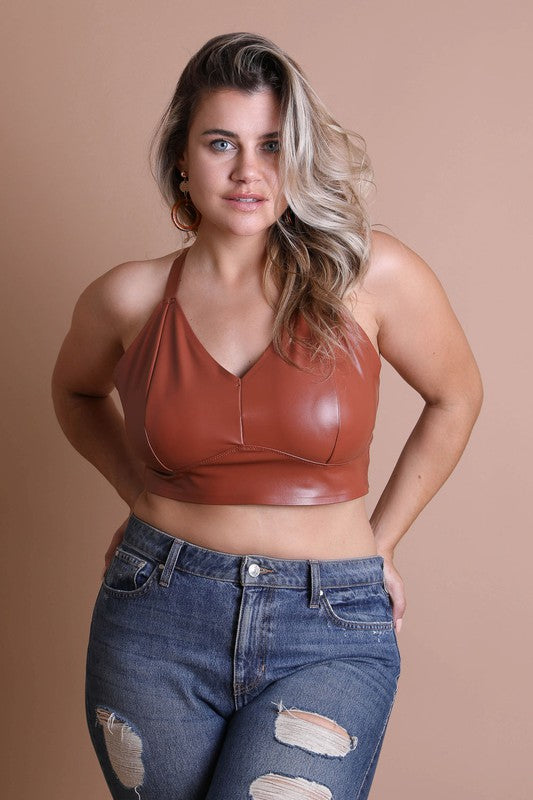 Faux Leather Longline Bralette Plus Size-Leto Accessories-[option4]-[option5]-[option6]-[option7]-[option8]-Shop-Boutique-Clothing-for-Women-Online