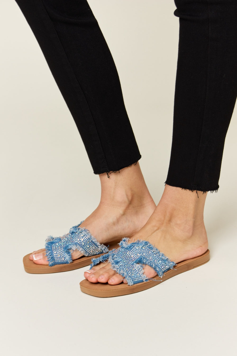 Forever Link Raw Trim Denim H-Band Flat Sandals-Trendsi-[option4]-[option5]-[option6]-[option7]-[option8]-Shop-Boutique-Clothing-for-Women-Online