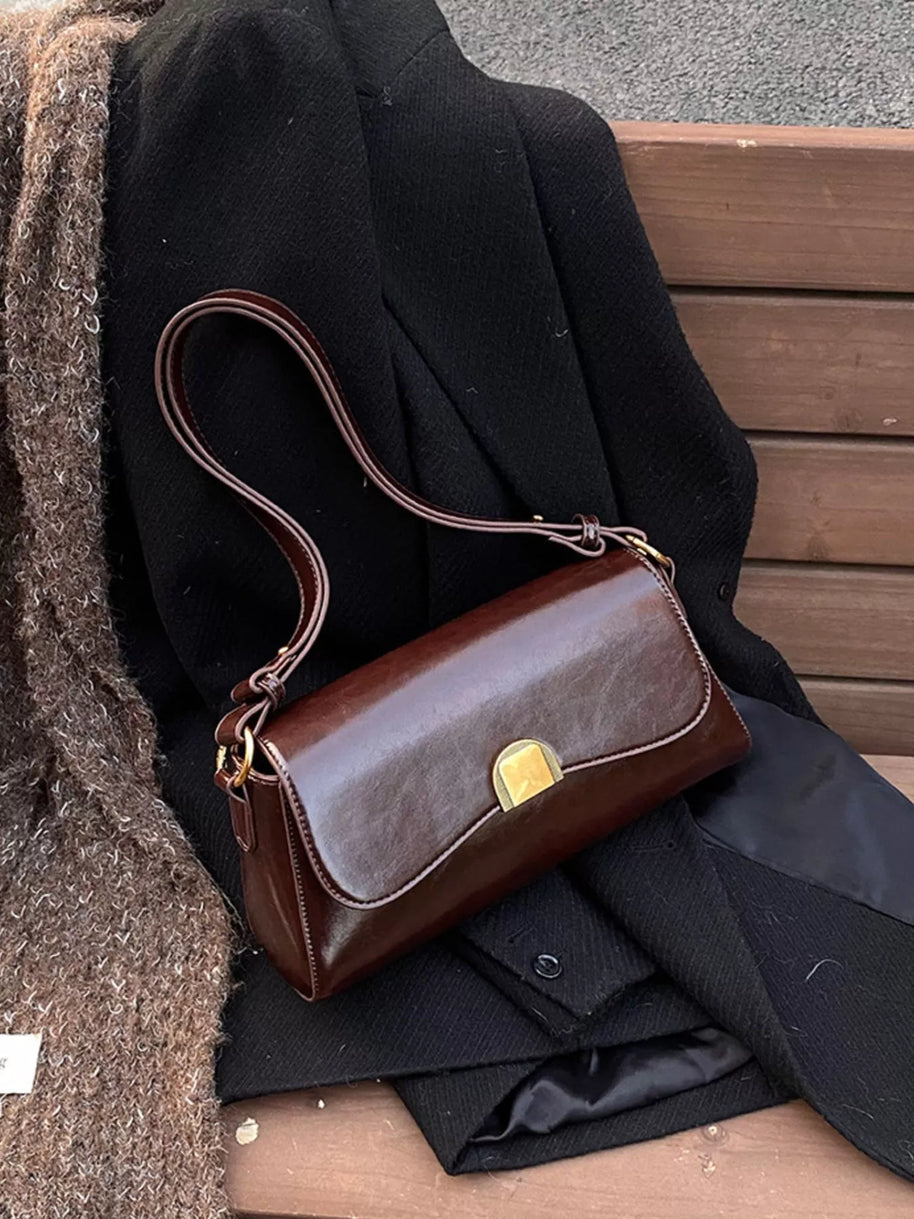 Golden Clasp Shoulder Bag-hand bag-Trendsi-[option4]-[option5]-[option6]-[option7]-[option8]-Shop-Boutique-Clothing-for-Women-Online