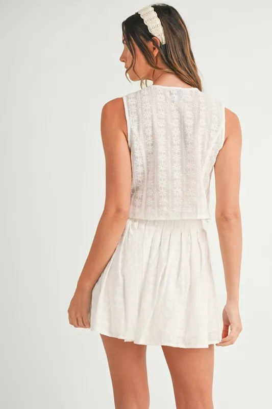 MABLE Eyelet Lace Top and Mini Skirt Set-Sets-Trendsi-[option4]-[option5]-[option6]-[option7]-[option8]-Shop-Boutique-Clothing-for-Women-Online