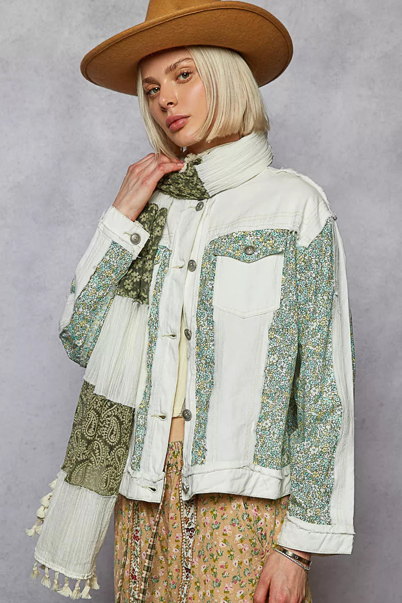 POL Button Down Patchwork Denim Jacket with Floral Print Details-Coats & Jackets-Trendsi-[option4]-[option5]-[option6]-[option7]-[option8]-Shop-Boutique-Clothing-for-Women-Online