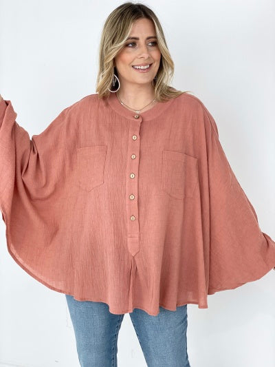 Easel Textured Cotton Linen Oversized Top-Blouses-Kiwidrop-Mauve-S-[option4]-[option5]-[option6]-[option7]-[option8]-Shop-Boutique-Clothing-for-Women-Online