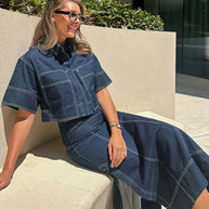 High-Waist Side Slit Contrast Stitch Denim Maxi Skirt-Skirts-Trendsi-[option4]-[option5]-[option6]-[option7]-[option8]-Shop-Boutique-Clothing-for-Women-Online