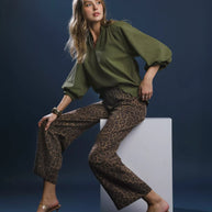 Textured Notched Balloon Sleeve Blouse-Blouses-Trendsi-[option4]-[option5]-[option6]-[option7]-[option8]-Shop-Boutique-Clothing-for-Women-Online