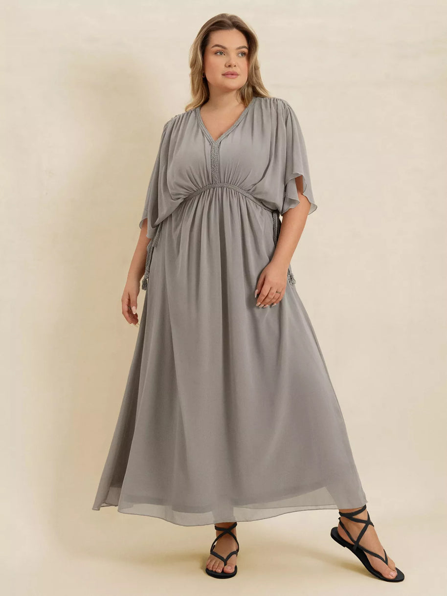 Plus Size V-Neck Flutter Sleeve Dress-Dresses-Trendsi-[option4]-[option5]-[option6]-[option7]-[option8]-Shop-Boutique-Clothing-for-Women-Online