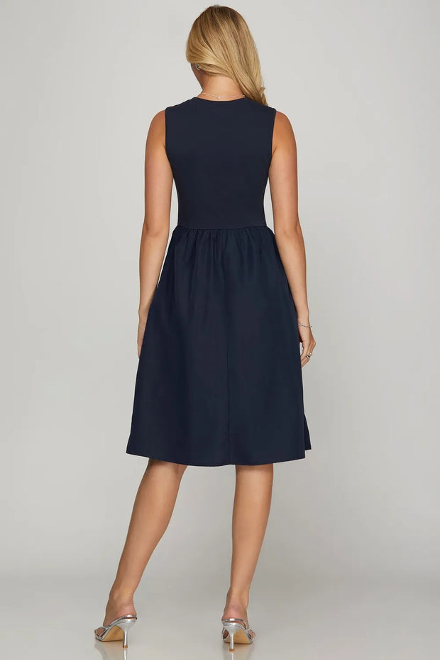 She + Sky Full Size Sleeveless Poplin Woven Midi Dress with Pockets-Dresses-Trendsi-[option4]-[option5]-[option6]-[option7]-[option8]-Shop-Boutique-Clothing-for-Women-Online