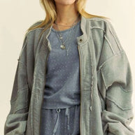 Davi & Dani Exposed Seam Zip Up Dropped Shoulder Jacket-Jacket-Trendsi-[option4]-[option5]-[option6]-[option7]-[option8]-Shop-Boutique-Clothing-for-Women-Online