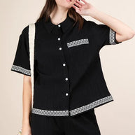 VERY J Crinkled Woven Shirt Top & Shorts Set-2 piece set-Trendsi-[option4]-[option5]-[option6]-[option7]-[option8]-Shop-Boutique-Clothing-for-Women-Online