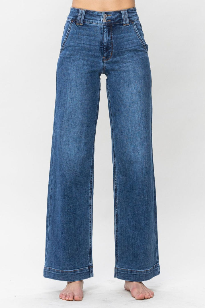 Judy Blue Double Button Wide Leg Trouser Jeans-Trendsi-Medium-0(24)-[option4]-[option5]-[option6]-[option7]-[option8]-Shop-Boutique-Clothing-for-Women-Online