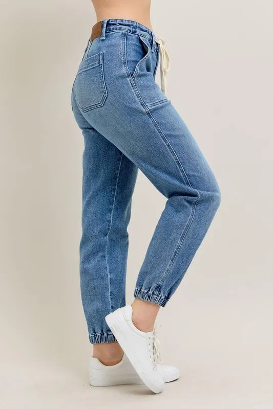 Judy Blue High Waist Denim Joggers-Trendsi-[option4]-[option5]-[option6]-[option7]-[option8]-Shop-Boutique-Clothing-for-Women-Online