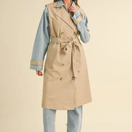 MABLE Layered Look Trench Coat With Denim Jacket-Coats & Jackets-Trendsi-[option4]-[option5]-[option6]-[option7]-[option8]-Shop-Boutique-Clothing-for-Women-Online