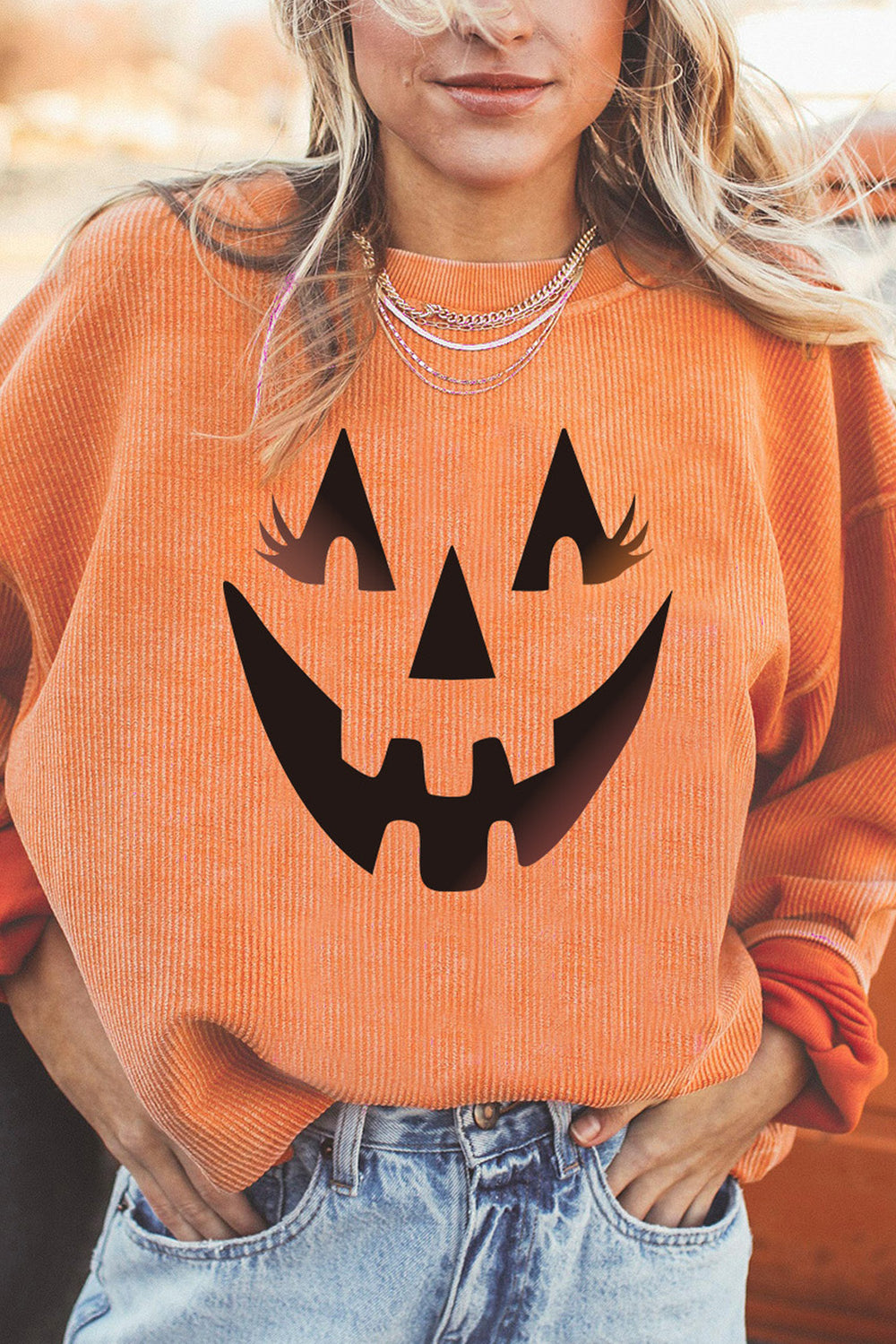 Round Neck Dropped Shoulder Jack-O'-Lantern Ribbed Graphic Sweatshirt-Trendsi-[option4]-[option5]-[option6]-[option7]-[option8]-Shop-Boutique-Clothing-for-Women-Online