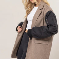 HYFVE Herringbone Mixed Media Contrast Long Sleeve Blazer-Blazers-Trendsi-[option4]-[option5]-[option6]-[option7]-[option8]-Shop-Boutique-Clothing-for-Women-Online