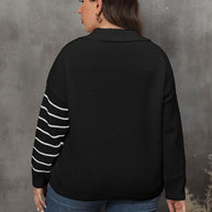 Plus Size Striped V-Neck Sweater-Sweaters-Trendsi-[option4]-[option5]-[option6]-[option7]-[option8]-Shop-Boutique-Clothing-for-Women-Online