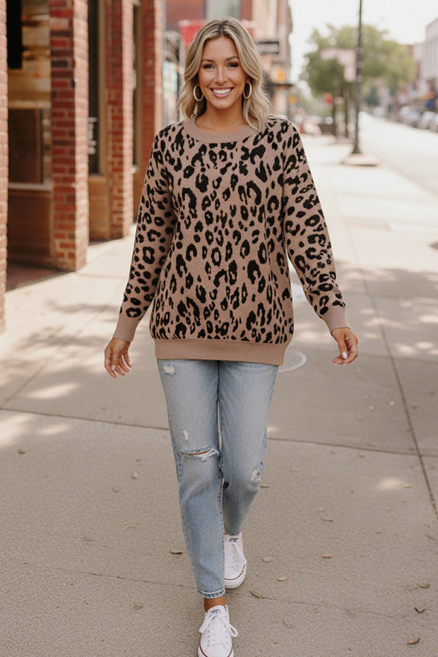 Leopard Jacquard Oversized Sweater Knit Top-Haptics-[option4]-[option5]-[option6]-[option7]-[option8]-Shop-Boutique-Clothing-for-Women-Online