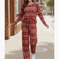 Red Holiday Fair Isle Set-Haptics-[option4]-[option5]-[option6]-[option7]-[option8]-Shop-Boutique-Clothing-for-Women-Online