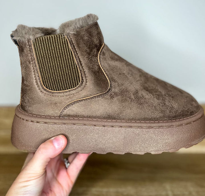 PREORDER: RERUN The Vicki Suede Platform Booties-Womens Shoe-Forever3A.M-Taupe-6-[option4]-[option5]-[option6]-[option7]-[option8]-Shop-Boutique-Clothing-for-Women-Online