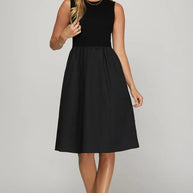 She + Sky Full Size Sleeveless Poplin Woven Midi Dress with Pockets-Dresses-Trendsi-[option4]-[option5]-[option6]-[option7]-[option8]-Shop-Boutique-Clothing-for-Women-Online