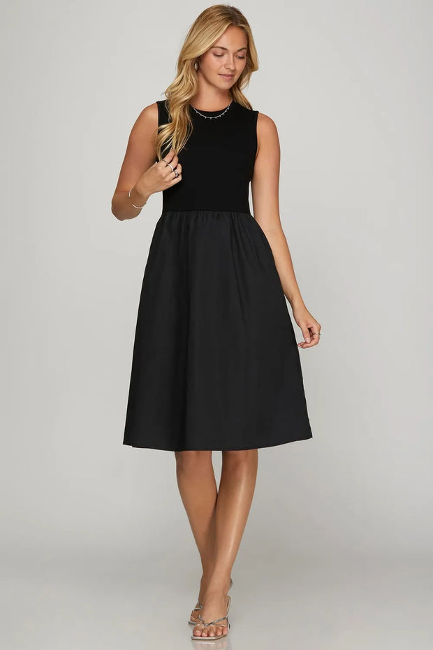 She + Sky Full Size Sleeveless Poplin Woven Midi Dress with Pockets-Dresses-Trendsi-[option4]-[option5]-[option6]-[option7]-[option8]-Shop-Boutique-Clothing-for-Women-Online