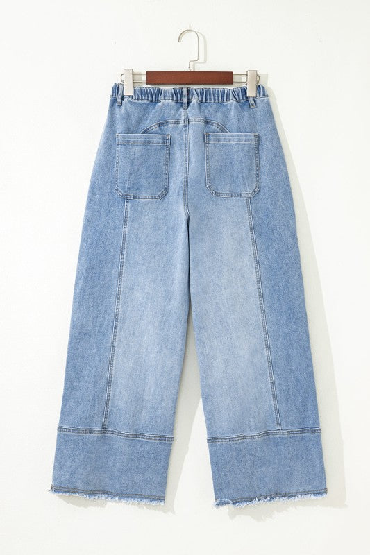 Denim Raw Hem Drawstring Wide Leg Pants-JUNIPER BLVD-[option4]-[option5]-[option6]-[option7]-[option8]-Shop-Boutique-Clothing-for-Women-Online