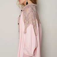 POL Lace Patchwork Button Up Shacket-Womens Outerwear/Shacket-Trendsi-[option4]-[option5]-[option6]-[option7]-[option8]-Shop-Boutique-Clothing-for-Women-Online