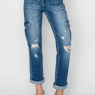 RISEN High Rise Cargo Ankle Roll Up Straight Jeans-Trendsi-[option4]-[option5]-[option6]-[option7]-[option8]-Shop-Boutique-Clothing-for-Women-Online