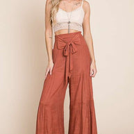 Tie front ruched waist back pants PLUS SIZE-Jade By Jane-[option4]-[option5]-[option6]-[option7]-[option8]-Shop-Boutique-Clothing-for-Women-Online