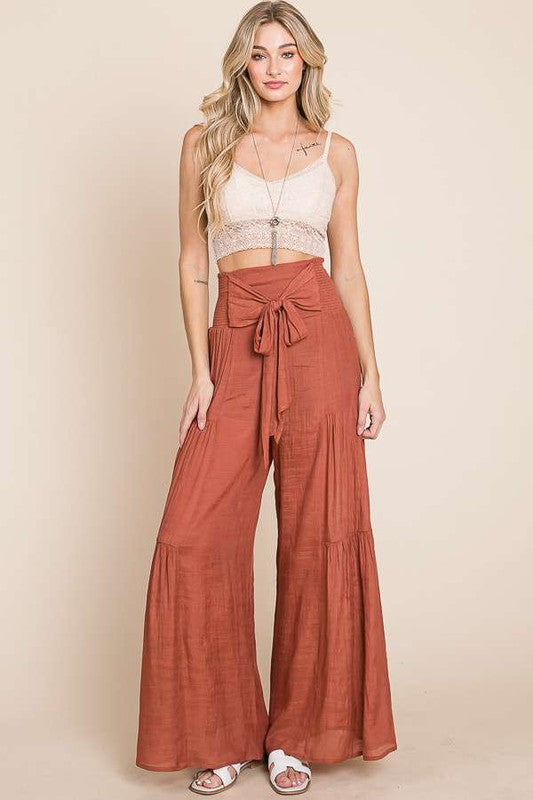Tie front ruched waist back pants PLUS SIZE-Jade By Jane-RUST-1X-[option4]-[option5]-[option6]-[option7]-[option8]-Shop-Boutique-Clothing-for-Women-Online